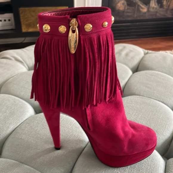 Loriblu Suede Fringe Platform Heeled Ankle Boots - Picture 9 of 16